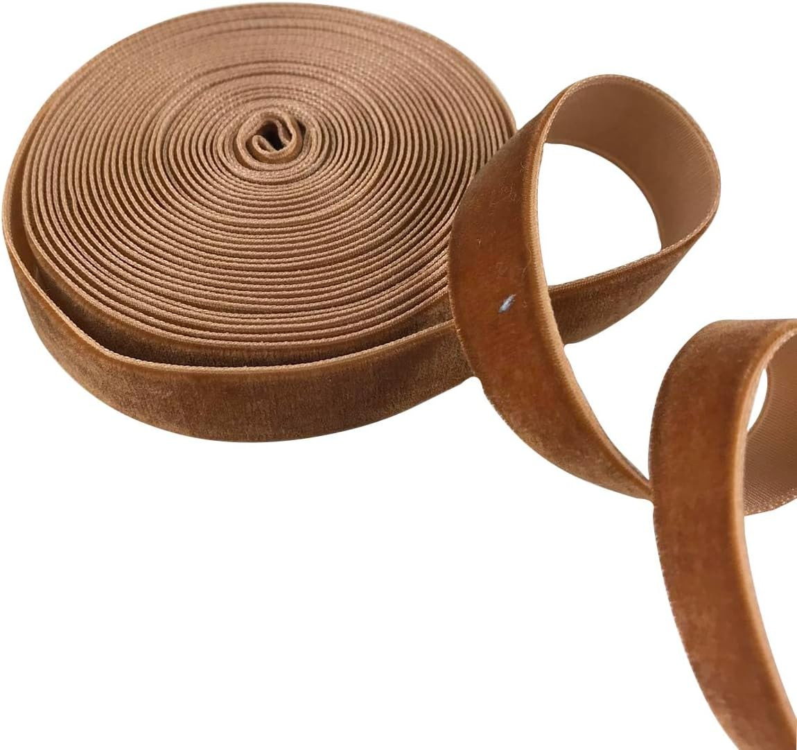 5 Yards None-Elastic Nylon Single Face Velvet Ribbon 16Mm (5/8 Inch),Brown for G