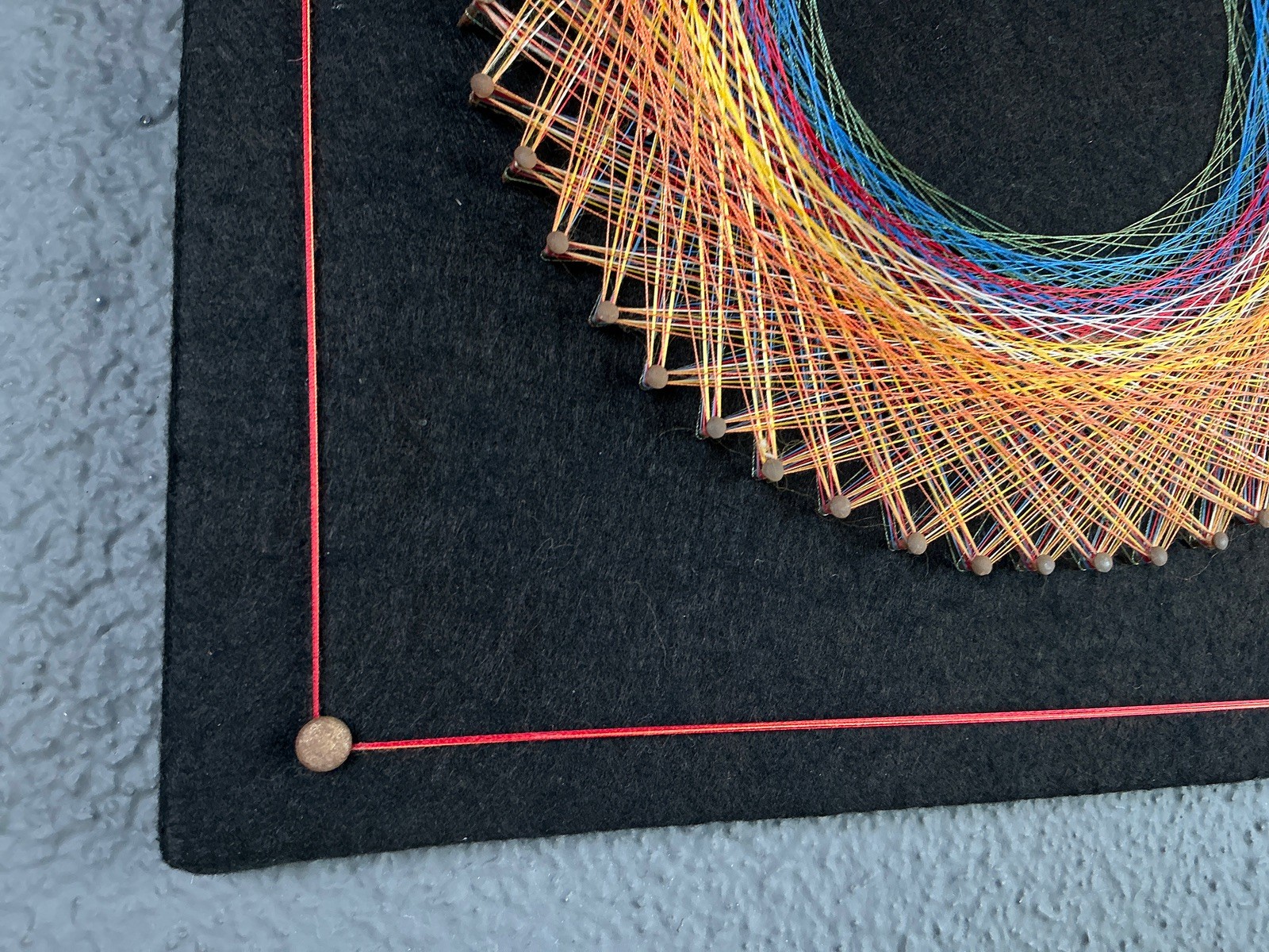 Mid Century Modern Geometric Crescent String Art Wall Plaque – 18×18