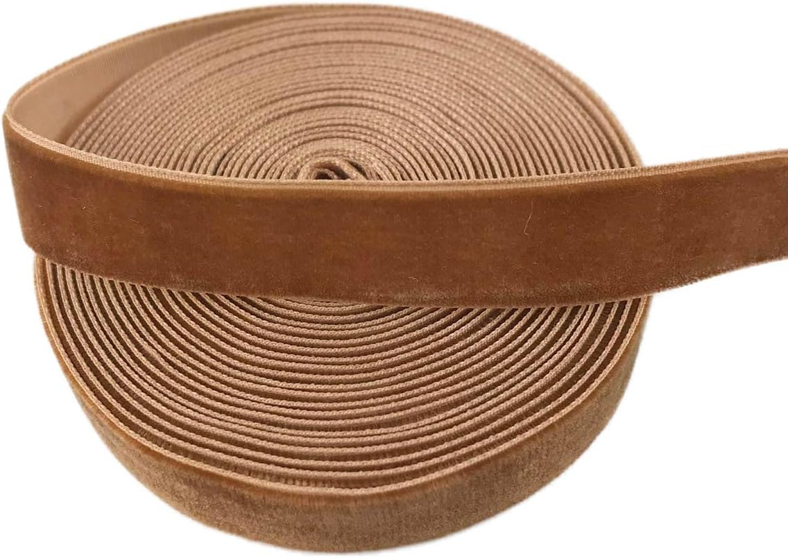 5 Yards None-Elastic Nylon Single Face Velvet Ribbon 16Mm (5/8 Inch),Brown for G