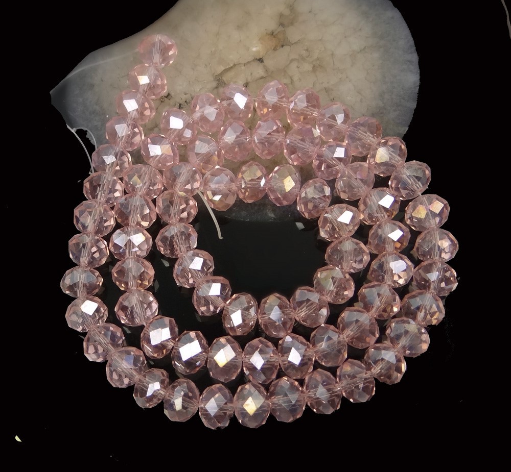 8x6mm Faceted luster Rosaline Glass Crystal Rondelle Beads 16″