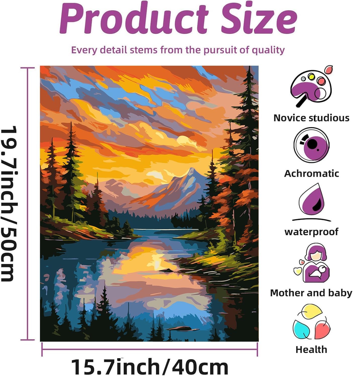 Landscape Paint by Numbers Kit for Adults-Mountain Adult Paint by Number Kits on