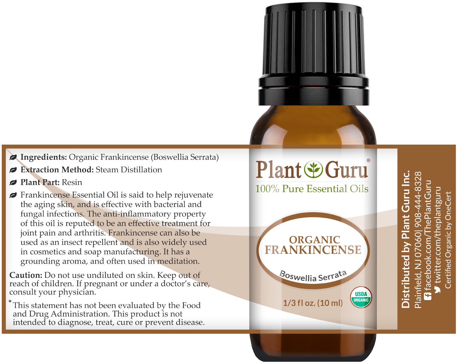 Organic Frankincense Essential Oil 10ml USDA Therapeutic Grade 100% Pure