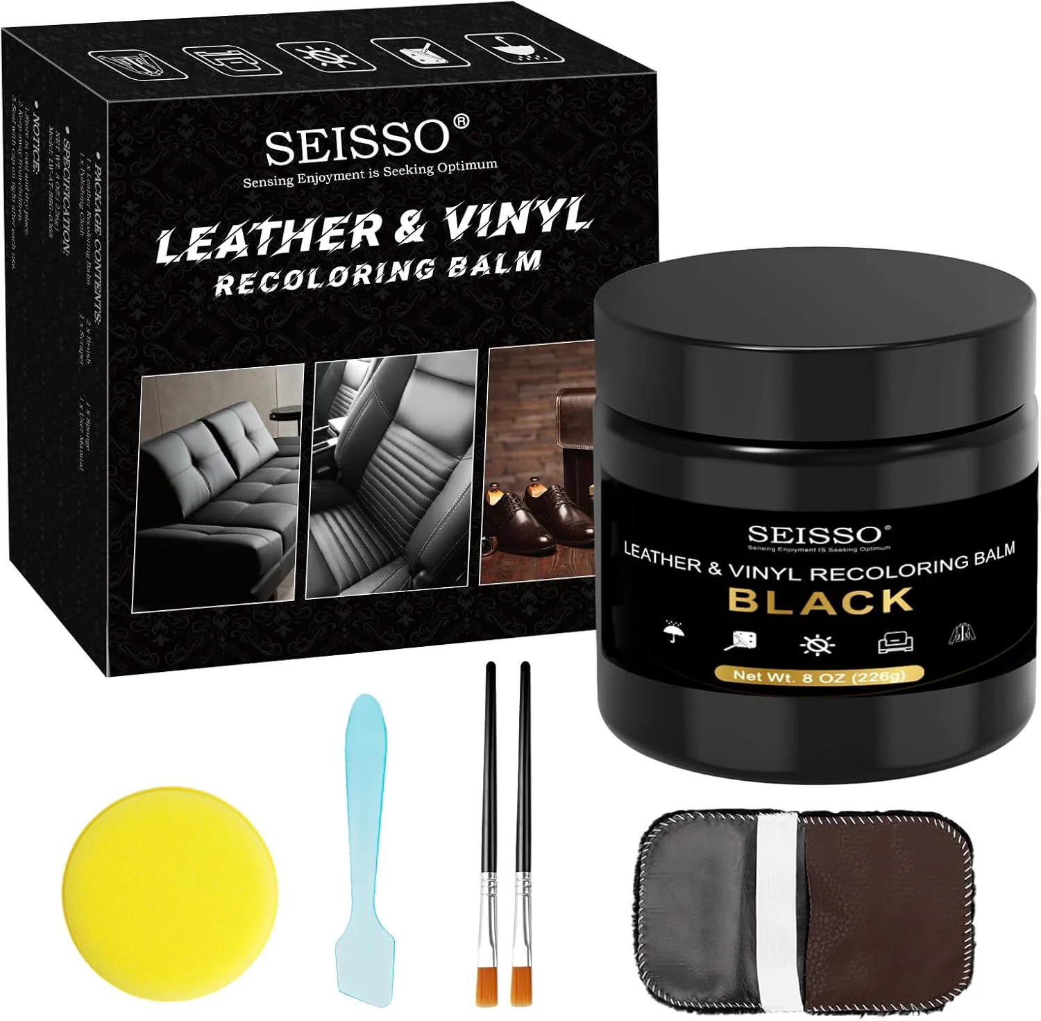 SEISSO Leather Recoloring Balm, Leather Repair Kit for Furniture, Leather Scratc