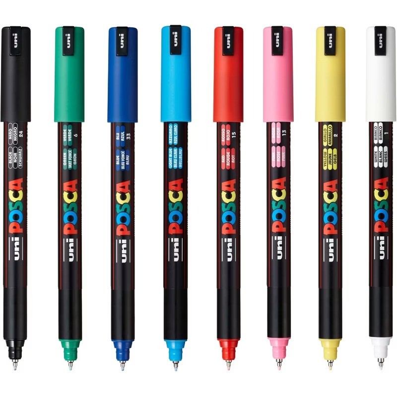 uni POSCA 8pk PC-1MR Water Based Paint Markers Extra Fine Tip 0.7mm in Assorted