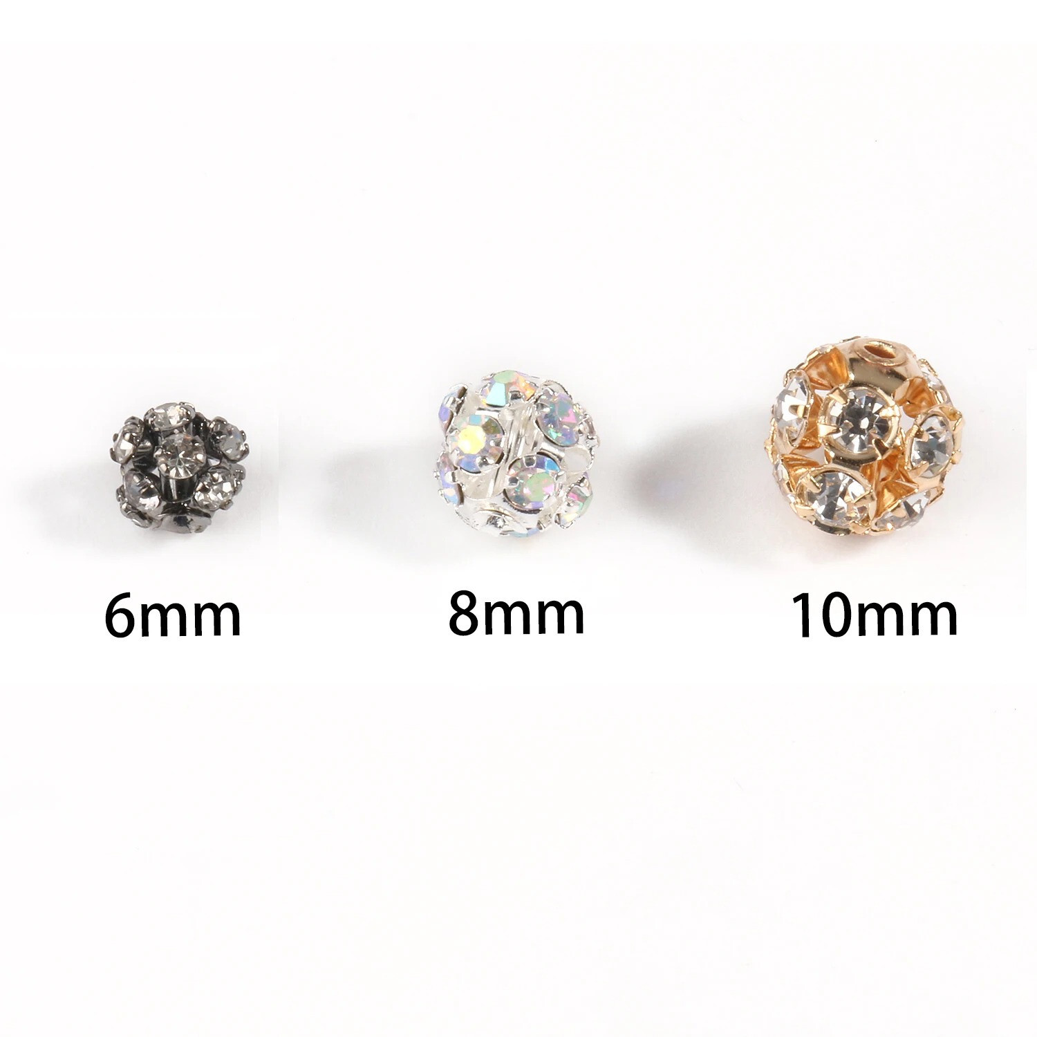 50pcs Rhinestone Beads Crystal Loose Spacer Round Jewelry Making 6mm 8mm 10mm