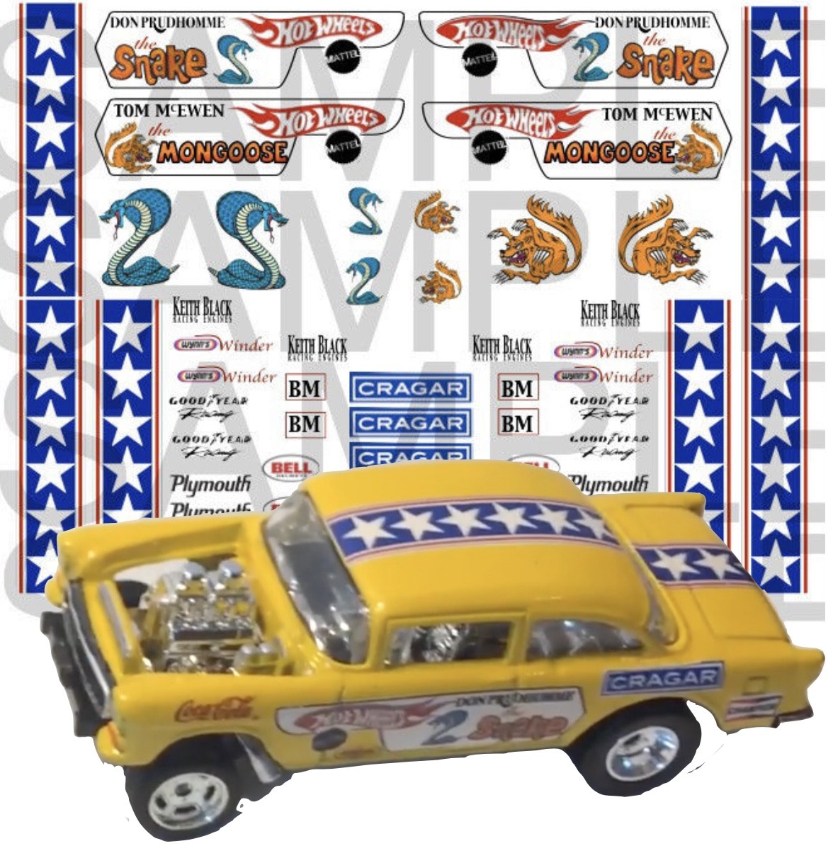 Snake and Mongoose decals water slide1:12, 1:18, 1:24 or 1:32 scale