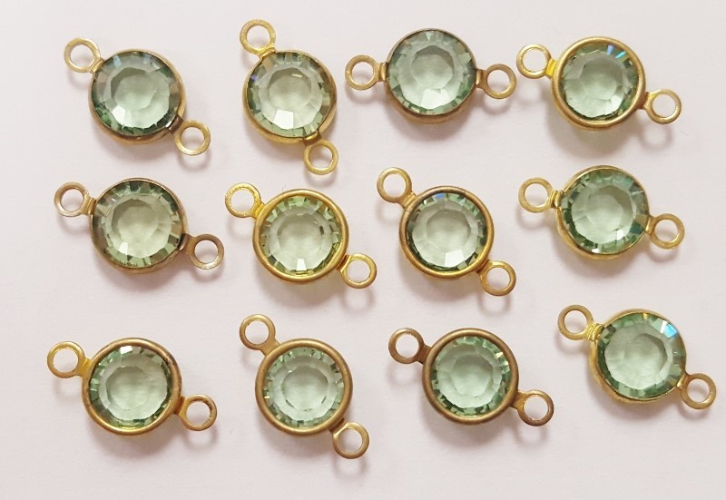 12 Vintage Swarovski Jewel Rose / Peridot SS30 Channel 2 Loop Connectors J142