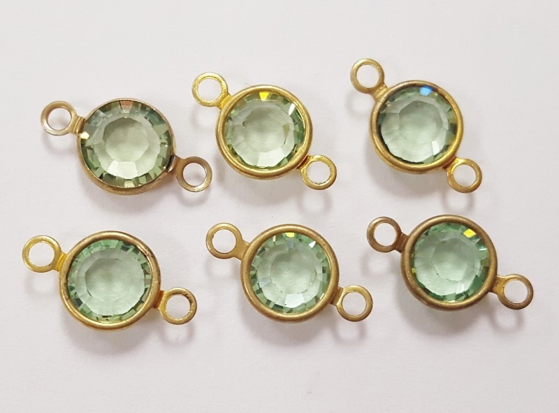 12 Vintage Swarovski Jewel Rose / Peridot SS30 Channel 2 Loop Connectors J142