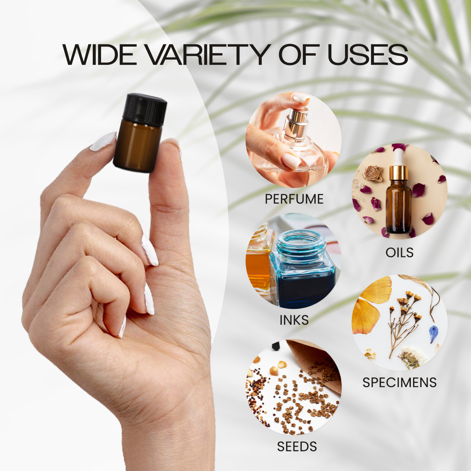 USA 60 Bottles 2ML Essential Oil Perfume Sample Glass Bottle with Reducers