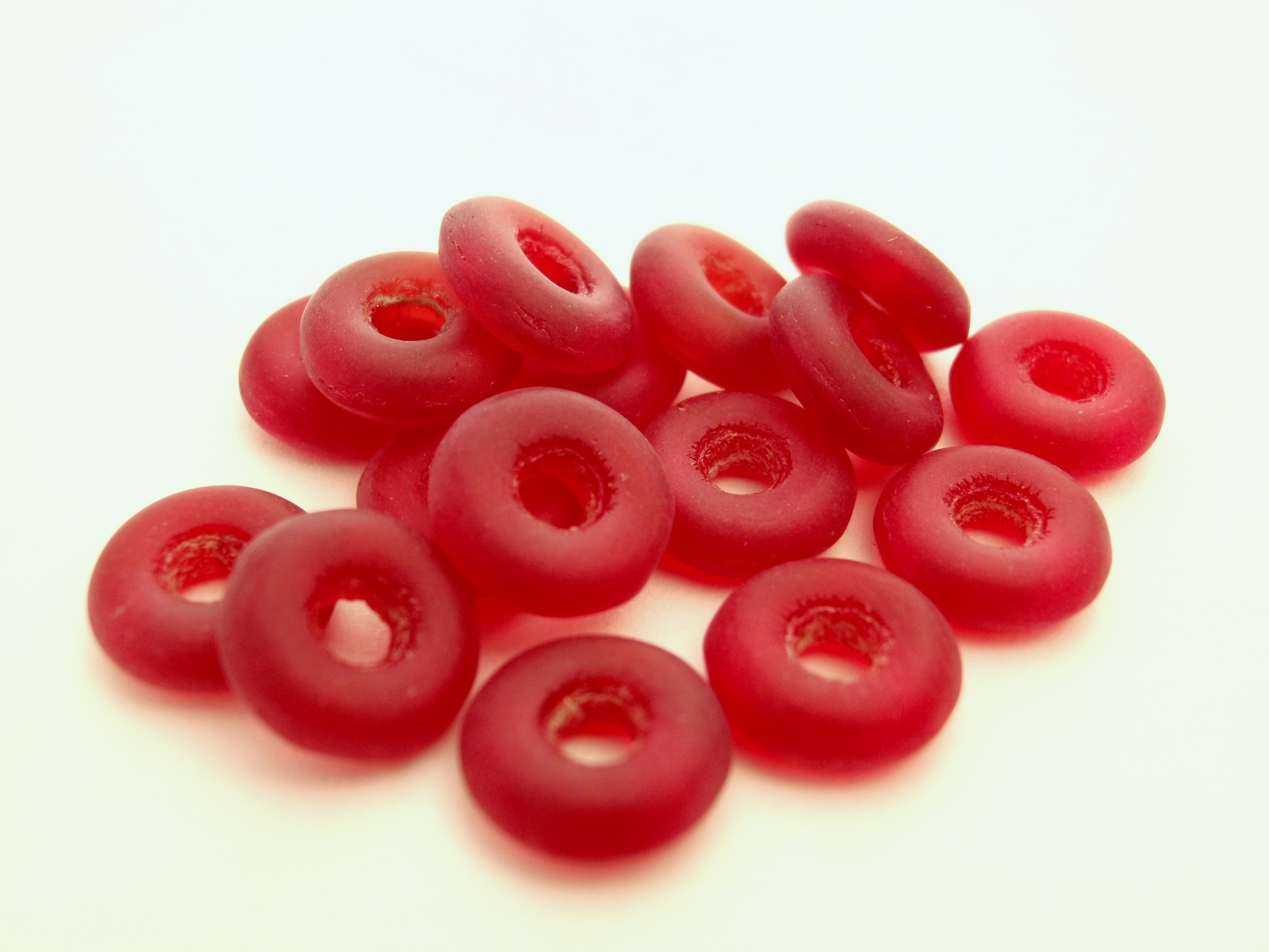 50 8 x 2.5 mm Czech Glass Donut Beads: Matte – Siam/Ruby