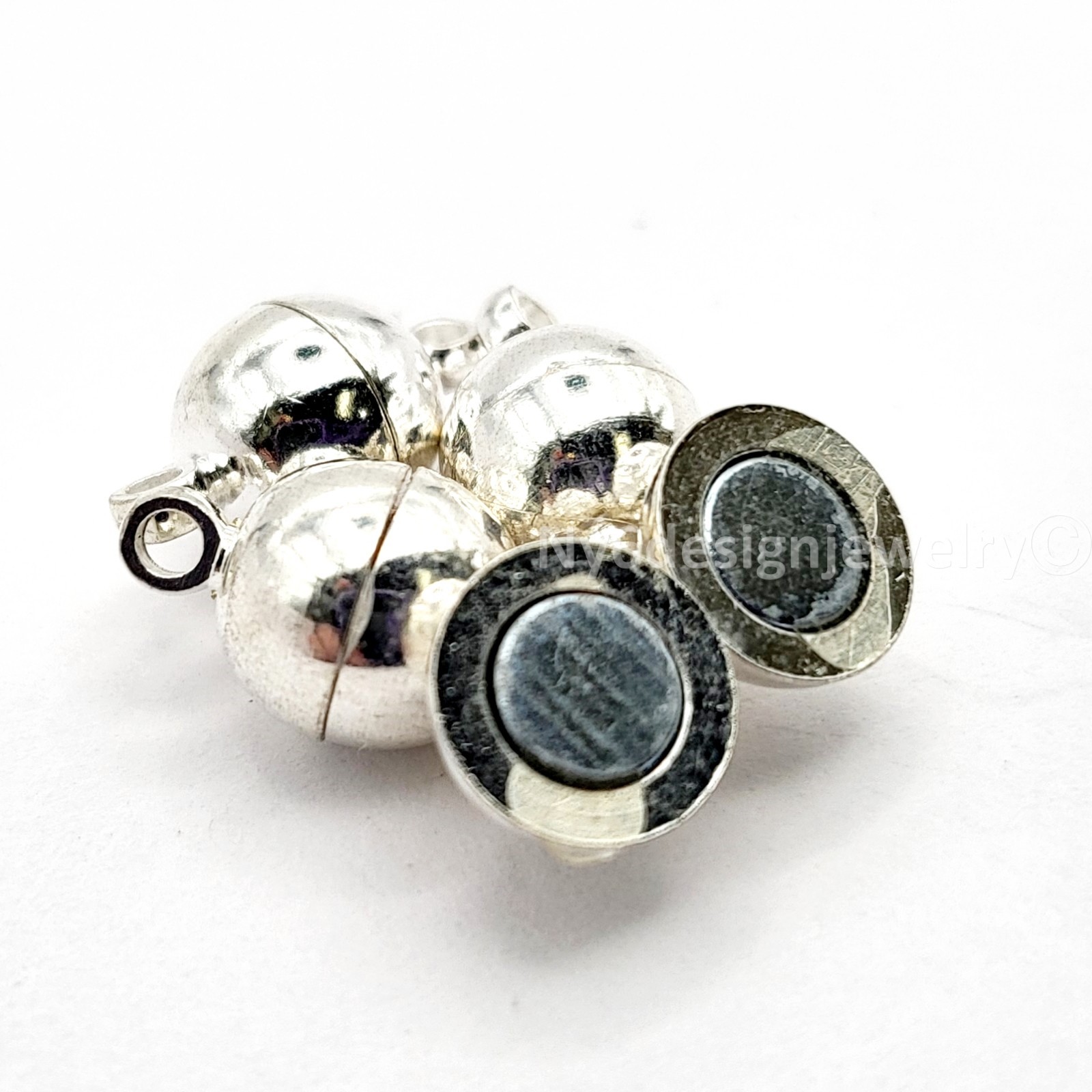 Shiny Silver Strong Magnetic Clasp Smooth Round 6-12mm Jewelry making supplies