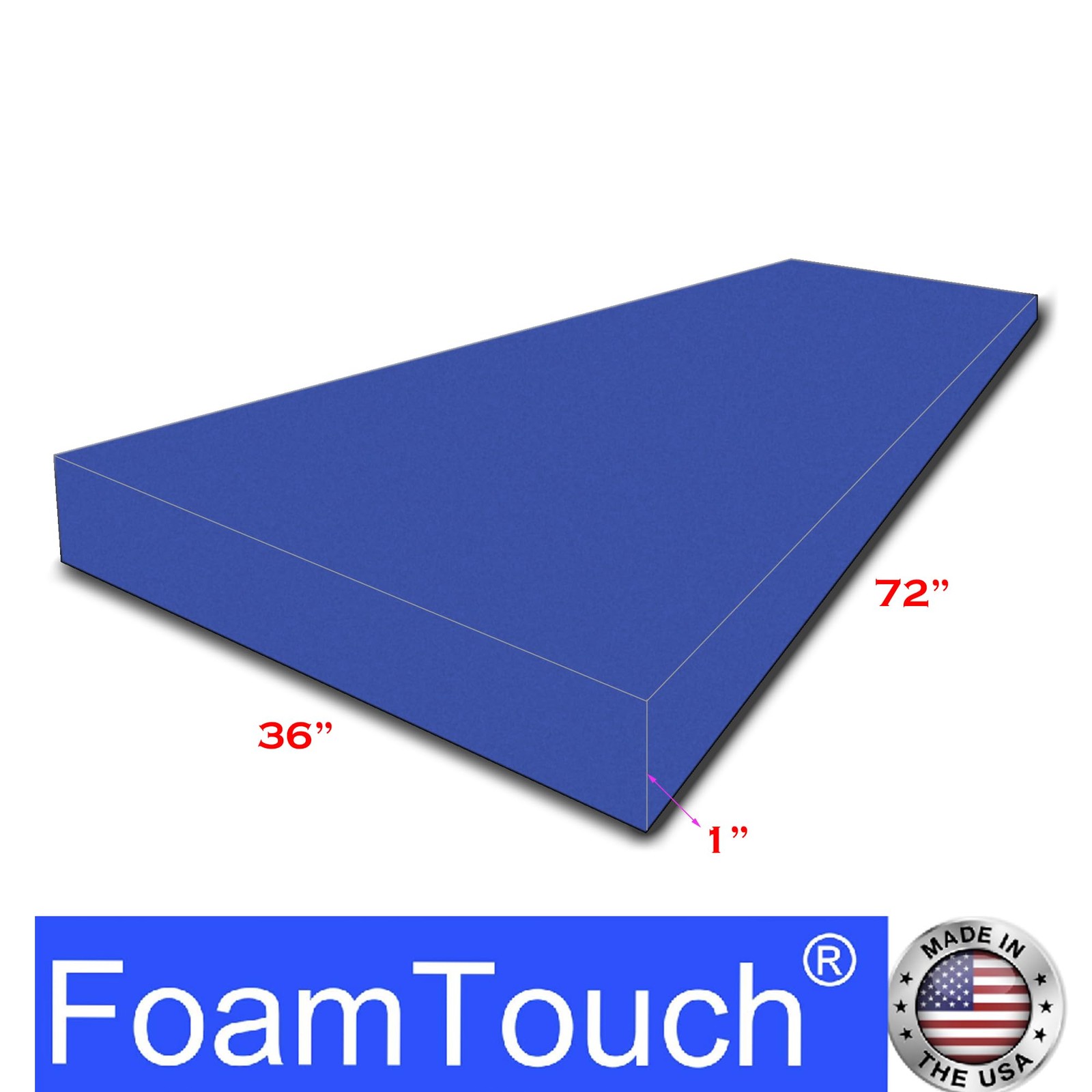 FoamTouch 1″ Thick x 36″ Wide x 72″ Long Blue High Density Foam, Ideal for Fo…