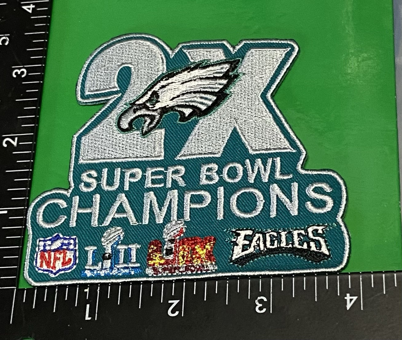 Philadelphia Eagles ☝️🦅 Unbranded IRON ON PATCH. 🏈 Teal 2x SB Champs