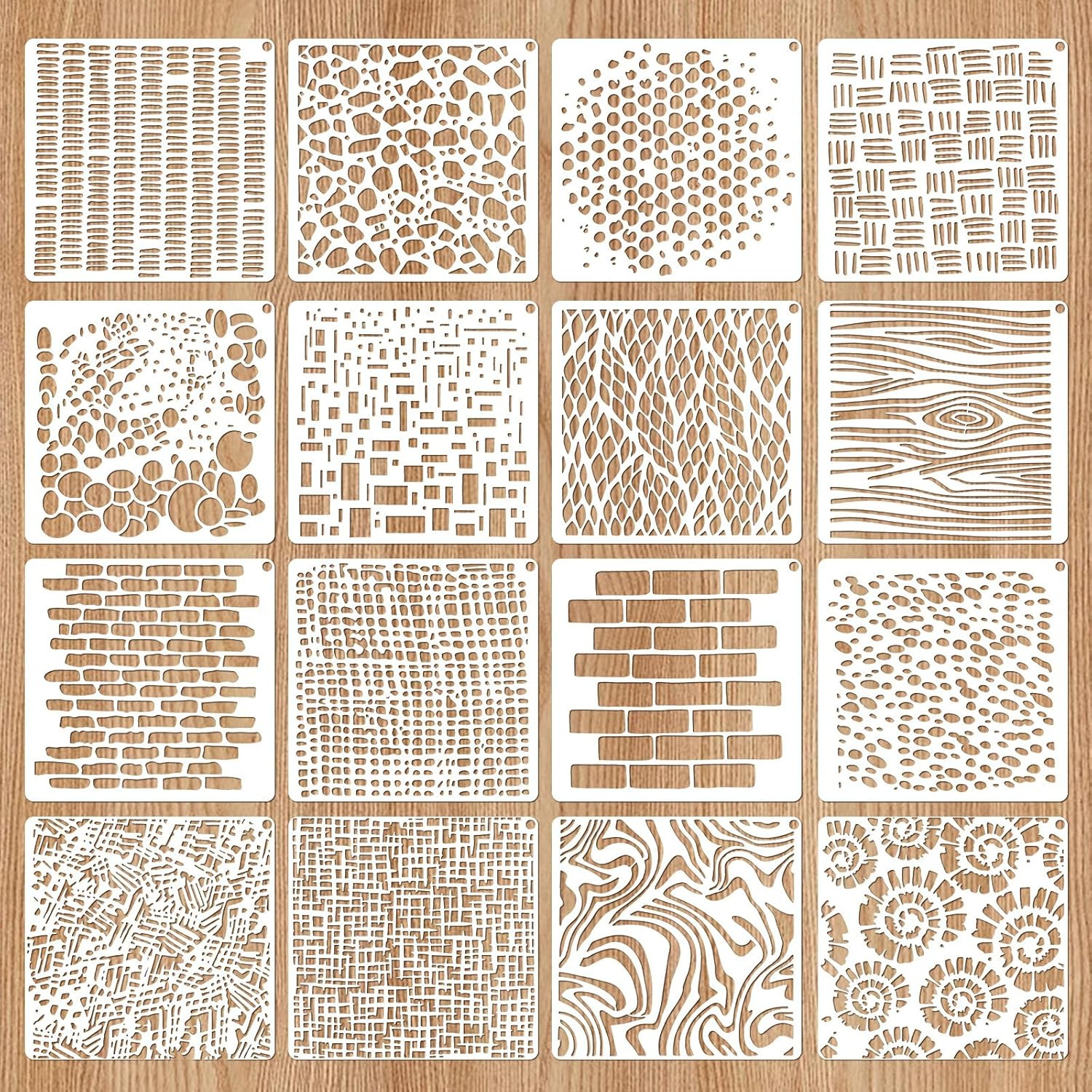 16 Pcs Reusable Abstract Geometric Stencils for Painting and Crafts DIY