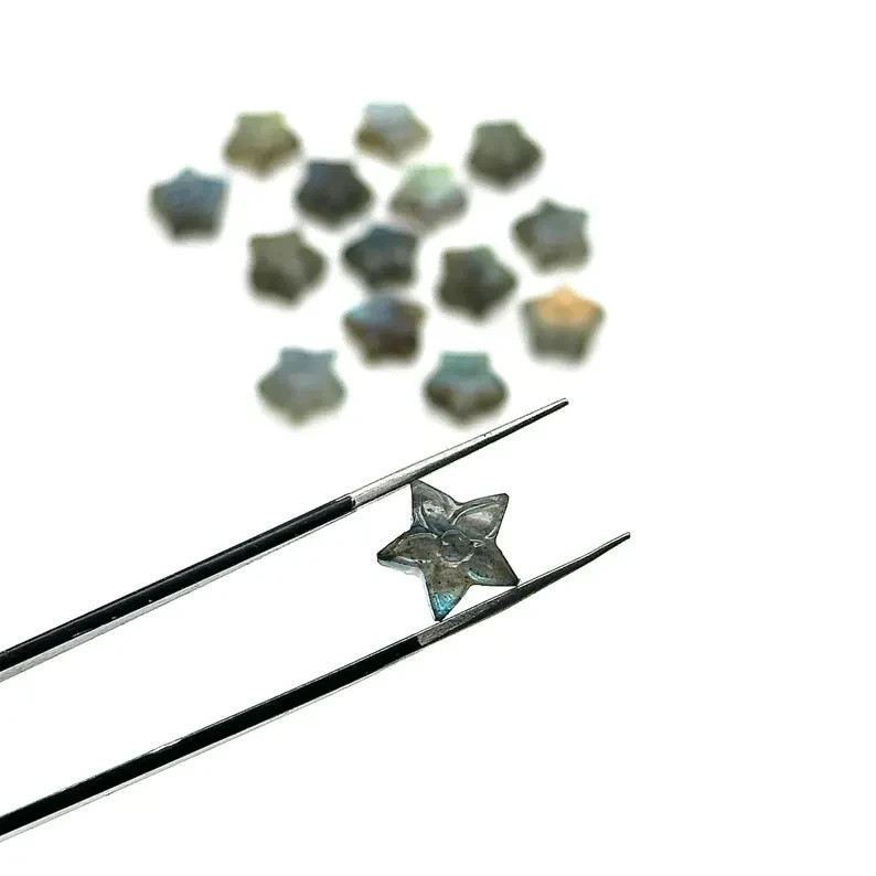 5Pcs AAA Hand Carved Flashy Labradorite Stars Shape Briolette, 10mm