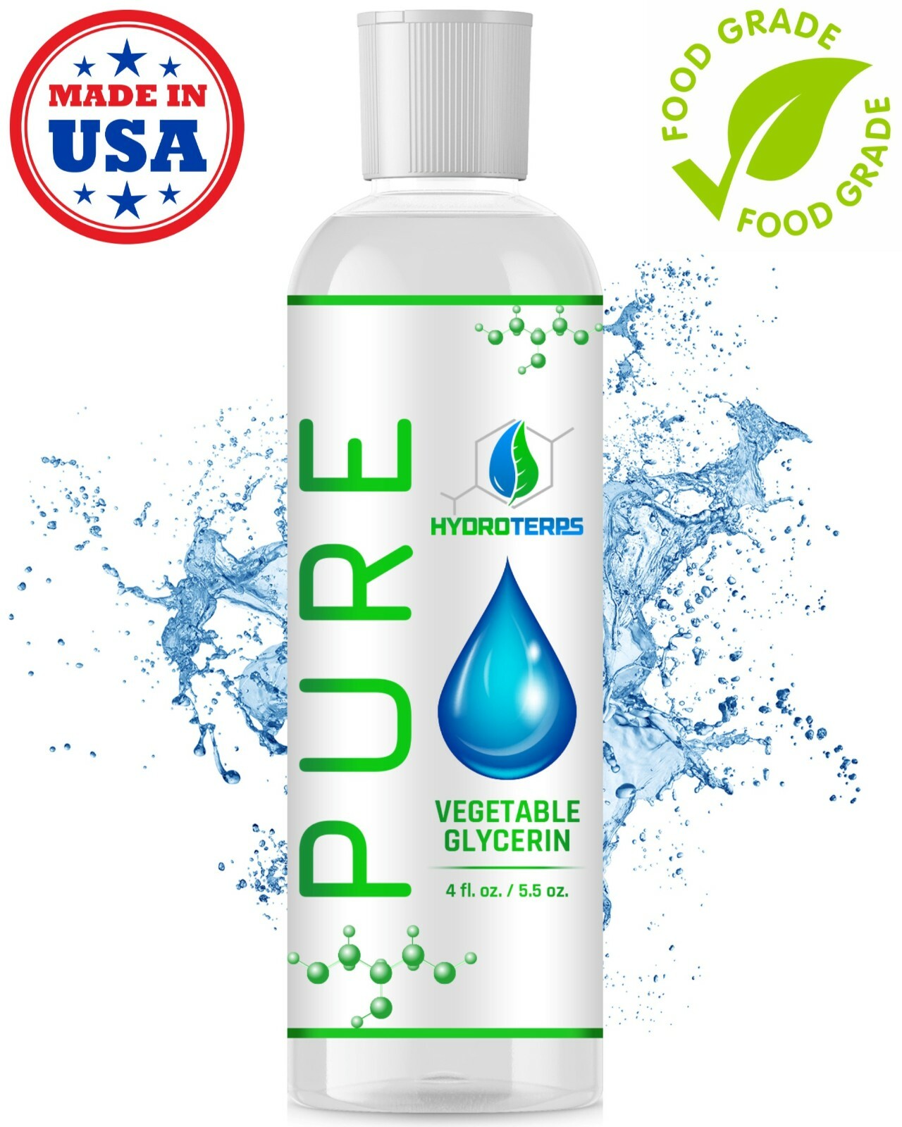 Vegetable Glycerin / Propylene Glycol 4 oz Each USP 99.9 % Pure Food Grade VG PG