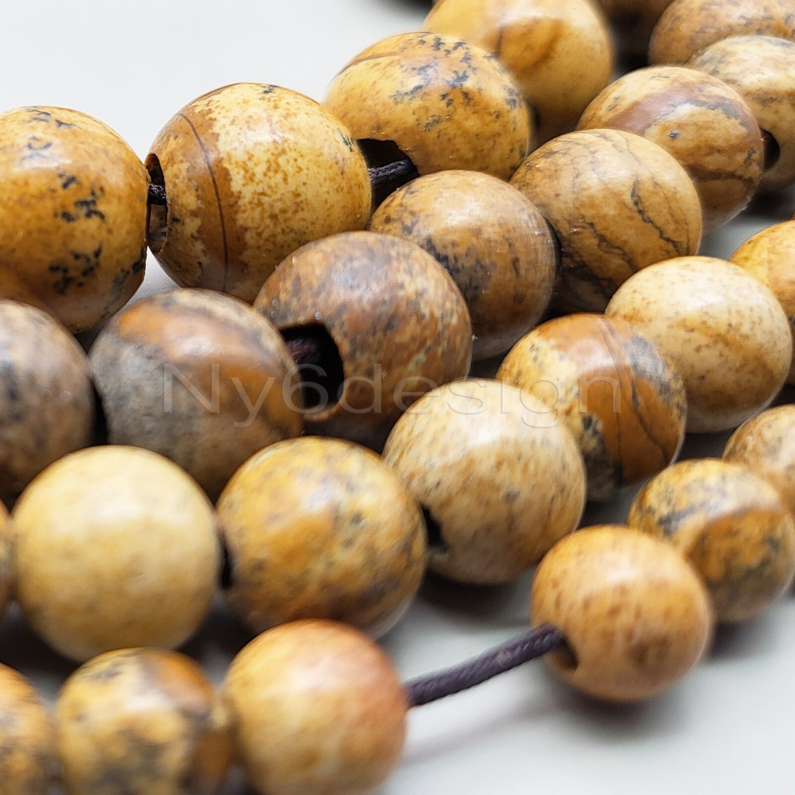 Natural Genuine Large Hole Loose Round Gemstone Stone Beads Big Hole Gem for DIY