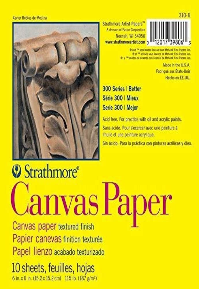 10 Sheets 115lb 300 Series Canvas Paper Pad 6×6 – Perfect for Sketching