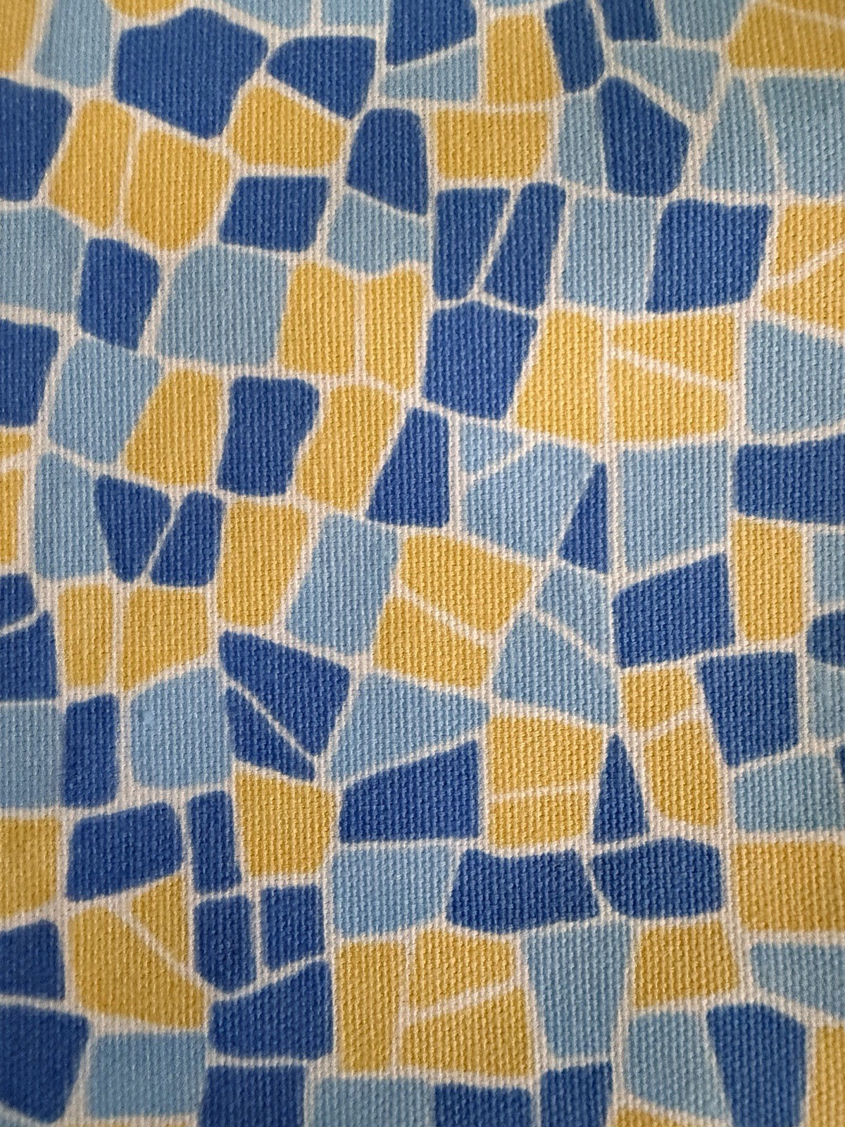 P/K Lifestyle Fabric Mosaico Blue Yellow 4 3/4 Yards Cotton Drapery Upholstery