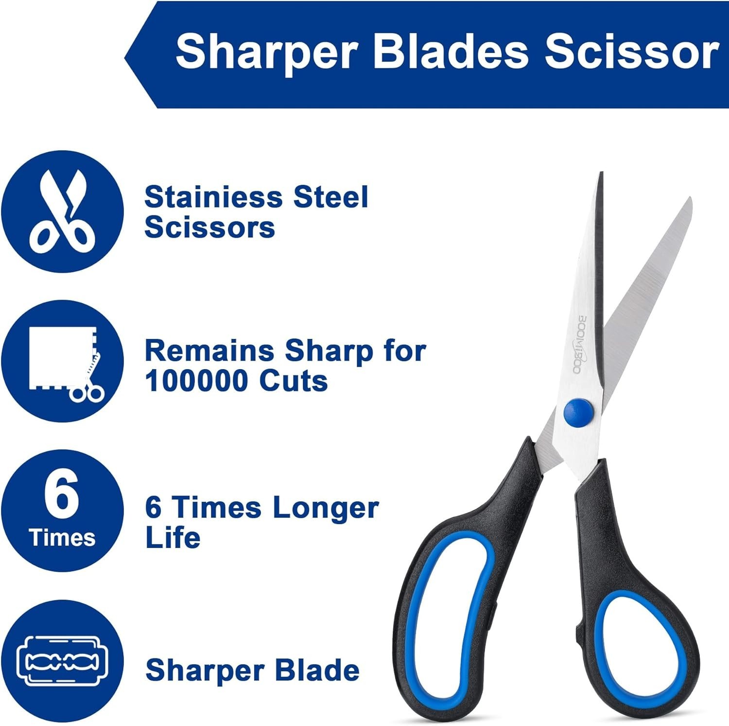 Scissors Set of 6-Pack 8 Scissors All Purpose Comfort-Grip Handles Sharp Sciss