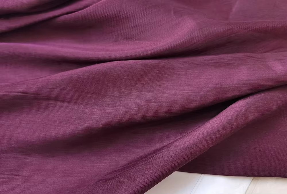 Burgundy Silk Flax Material 54” Wide By Yard Slubby Silk Linen Fabric Natural