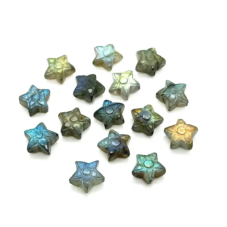 5Pcs AAA Hand Carved Flashy Labradorite Stars Shape Briolette, 10mm