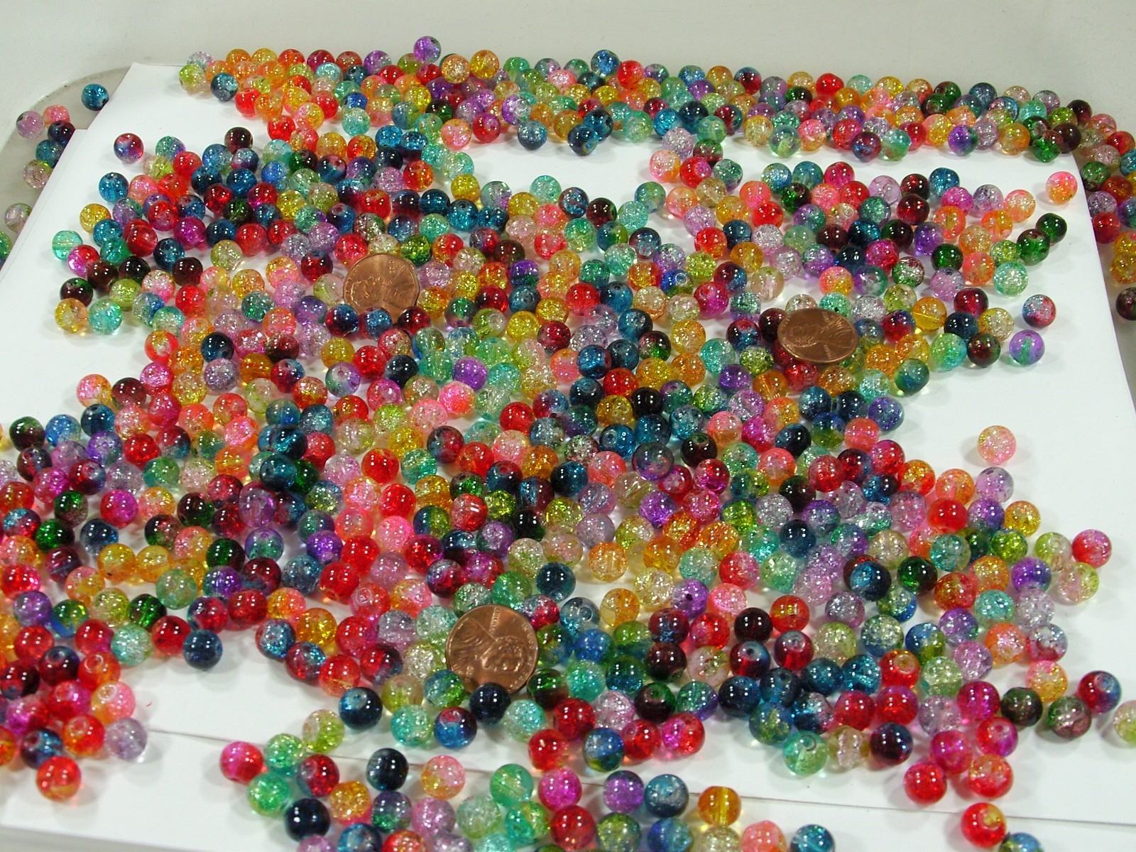 2 Pounds (1,250 PCS) 8mm Round Assorted Color Crackle Glass Beads Bulk (HA-54)⭐