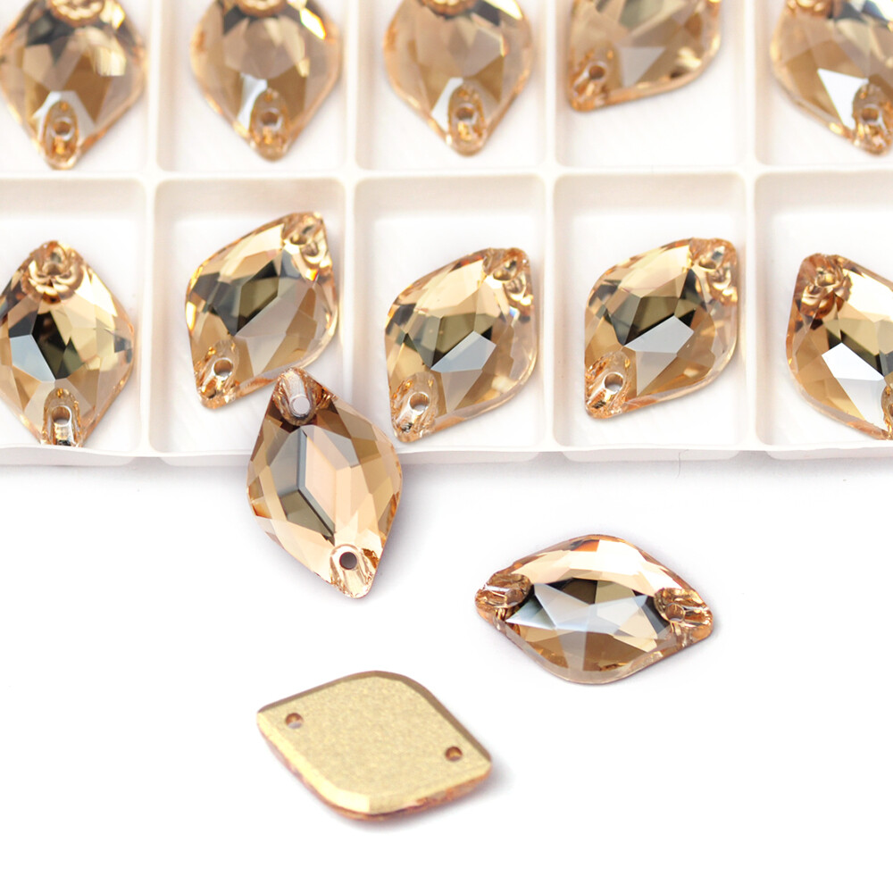 Glass Crystal Golden Shadow Sew ON Rhinestones Rivoli Oval Navette Square Triang