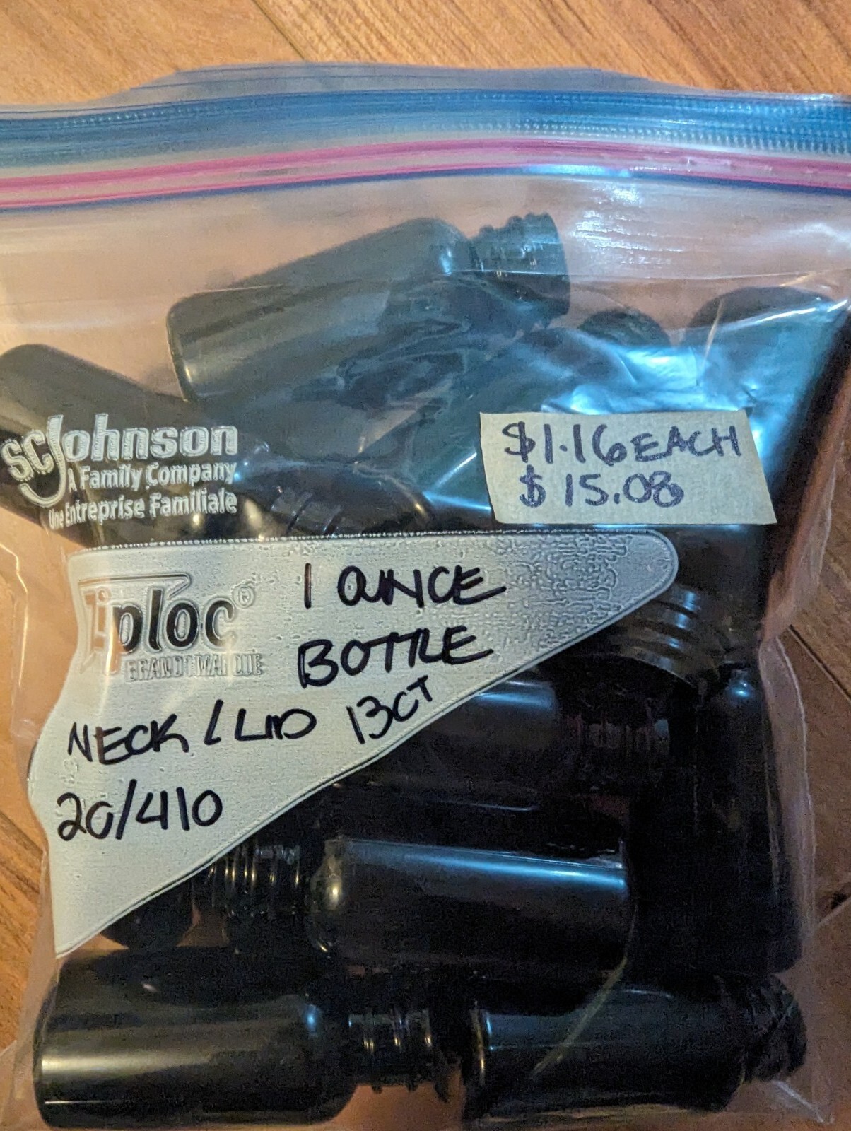 1 Ounce Black Plastic Bottle NO LIDS
