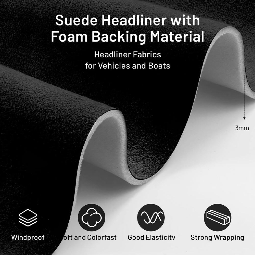 96″x60″ Black Headliner Fabric Suede Pickup truck ceiling Liner Sag Upholstery