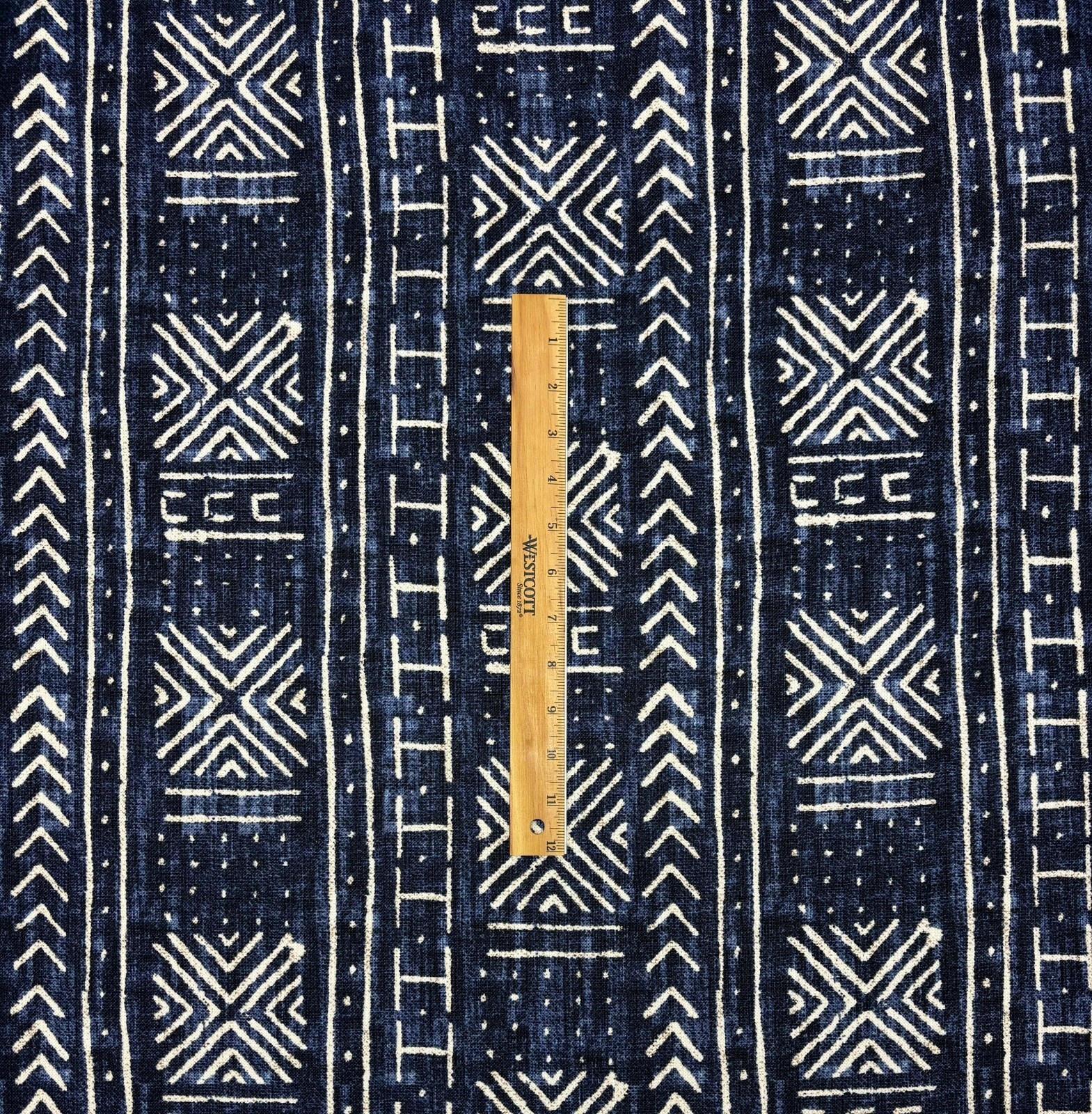 GENEVIEVE GORDER MALI MUD CLOTH INDIGO GEO MULTIUSE LINEN FABRIC BY YARD 54″W