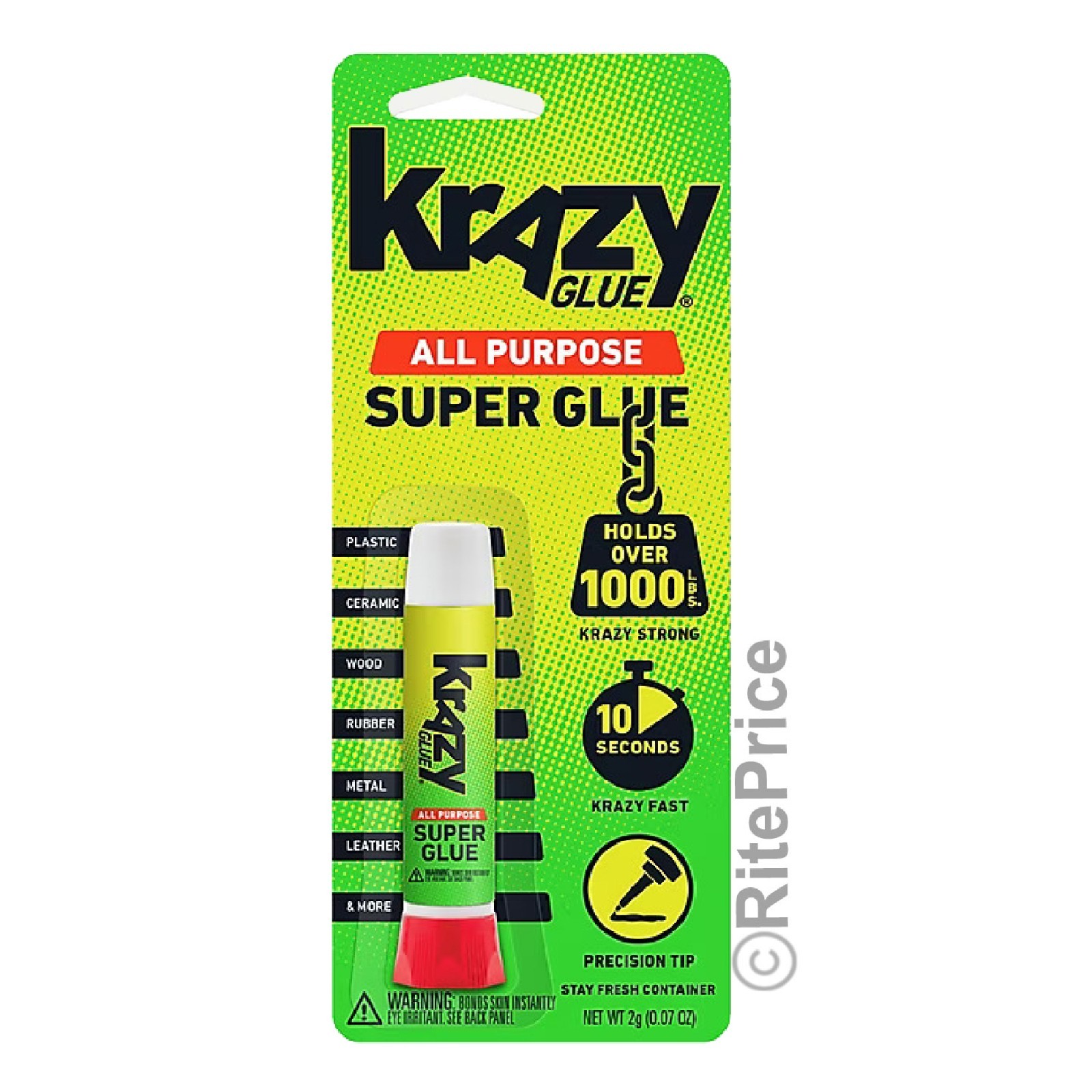 2 Pcs Krazy Glue 0.07oz Instant Thick Super Glue All Purpose Fast Drying Tube