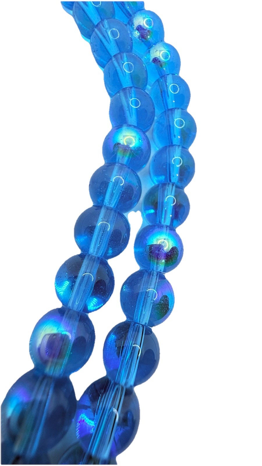 AQUA 8 MM BEADS AB GLASS 12” Strand