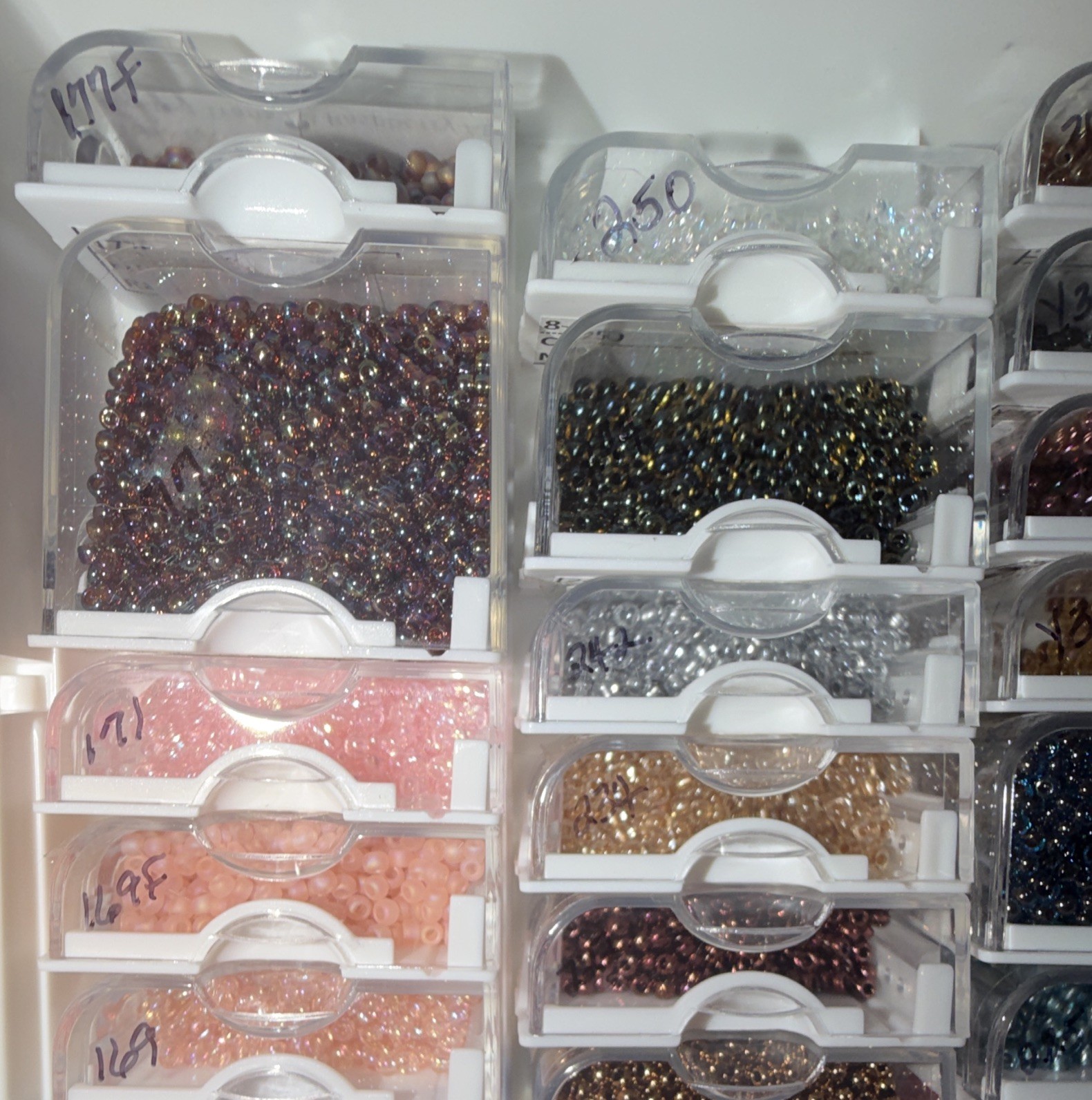Multicolor Round Seed Beads Assortment 8/0 Storage Case with 55 Indiv. cases.