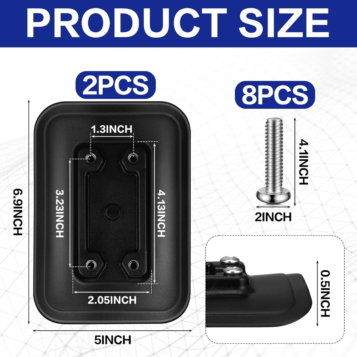 2 Pcs Glue-On Pad for Inflatable Boats 0341-Bk Glue-On Pad Flexible Surface Moun