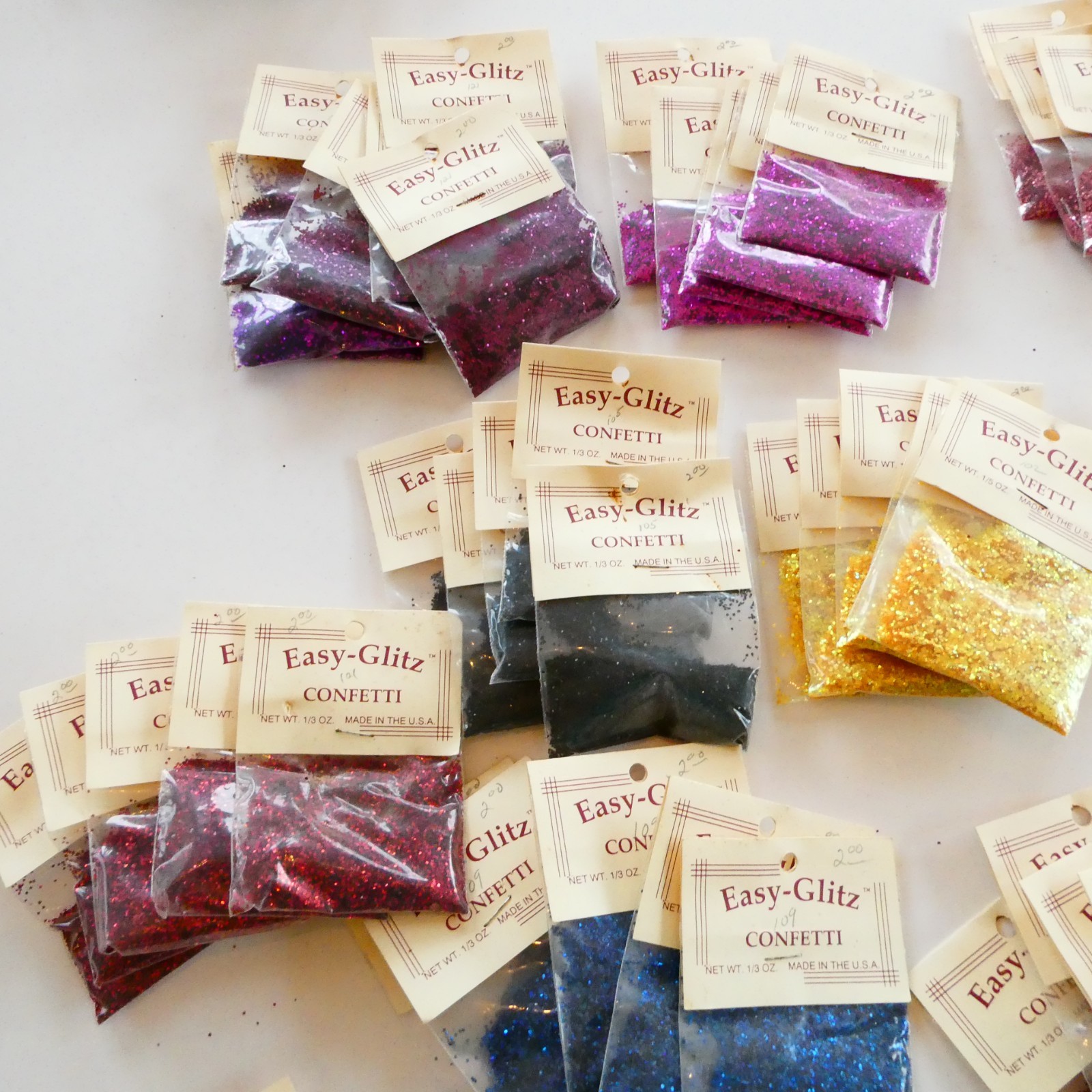 Vintage Glitter Easy-Glitz Confetti Hug Lot of 99 pkgs 0.3 oz each Made in USA