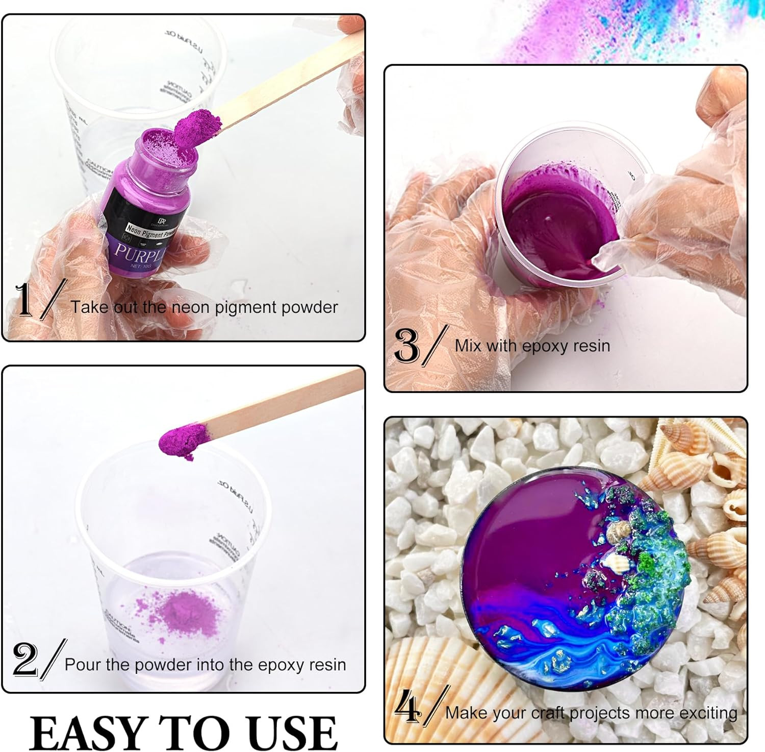 Neon Pigment Powder – 10 Colors Fluorescent Mica Powder for Epoxy Resin