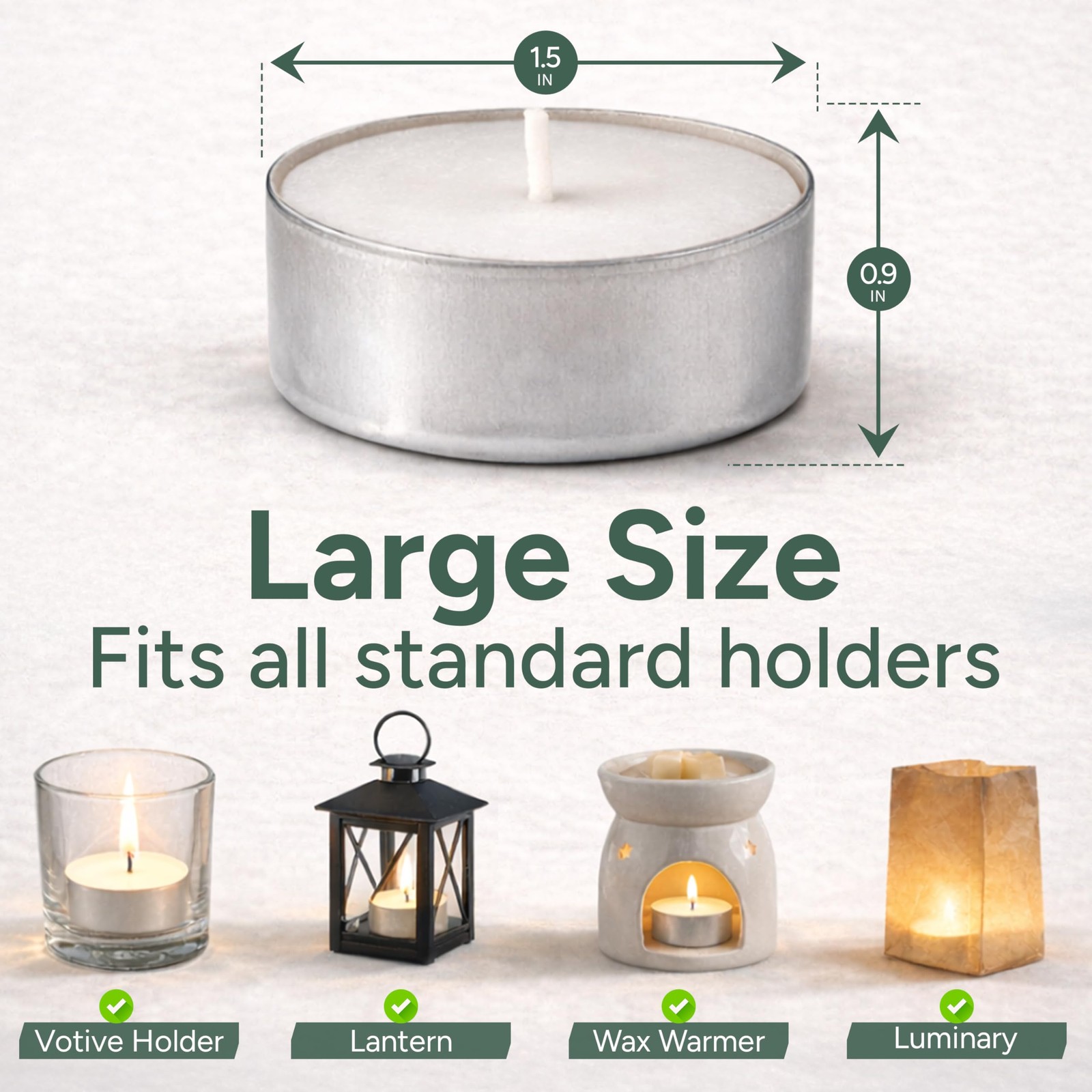 Zuvo Tea Lights Candles 8 Hour Burn (50 Pack) – Unscented 50 pack, White