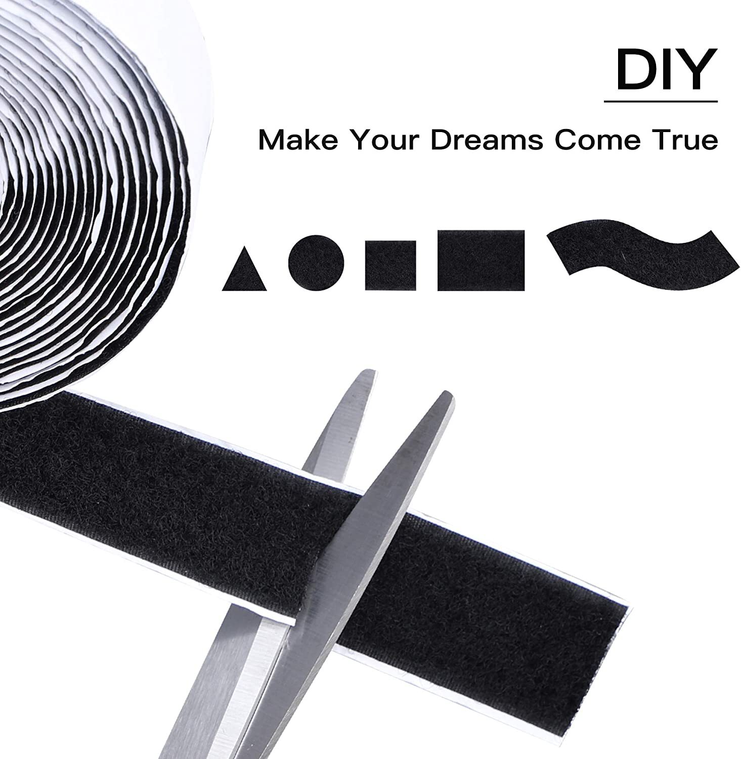 16.5ft Hook Loop Self Adhesive Fastener Tape Heavy Duty Double Sided Sticky Tape