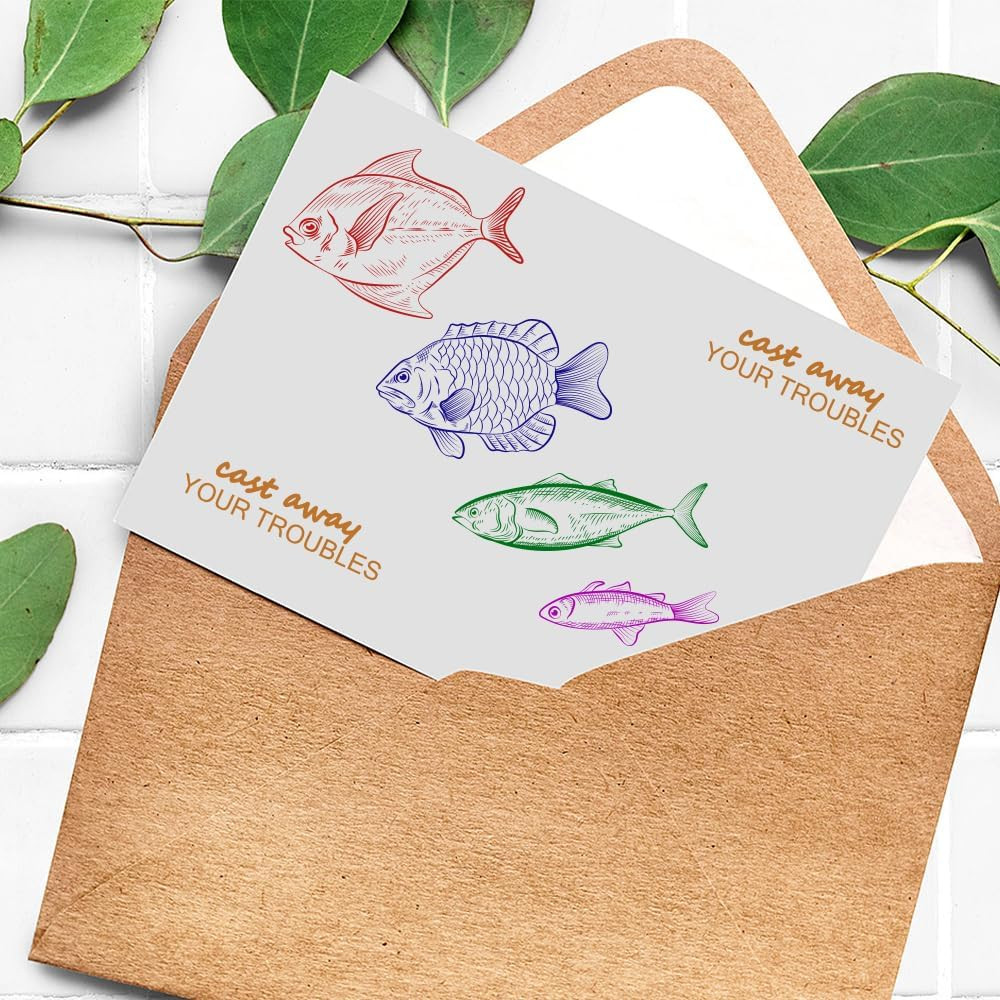 Fishing Clear Stamps Fishing Tools Silicone Stamps for Cards Making DIY