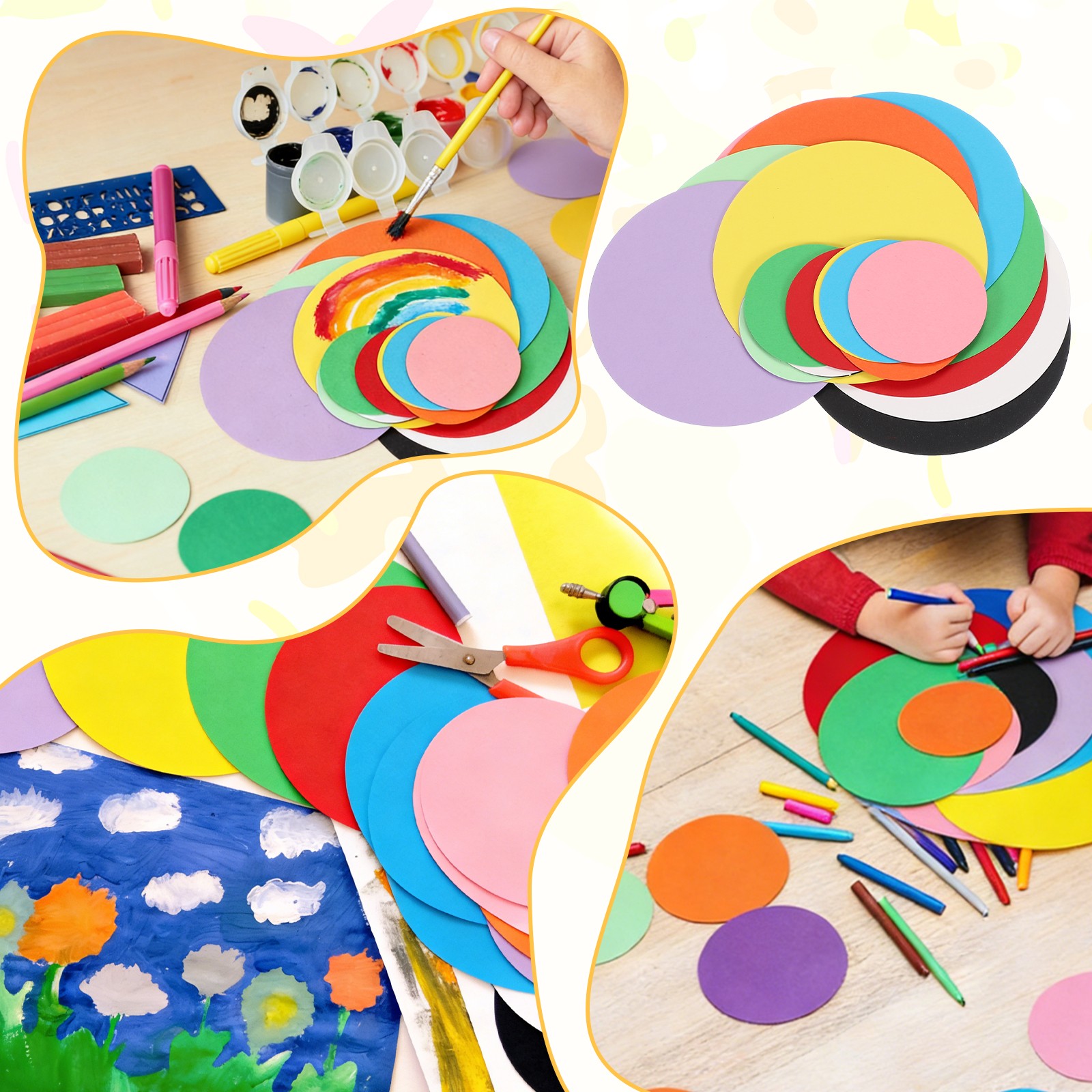 72 Sheets Yellow Circle Card Stock 2″ Round Cutouts Paper