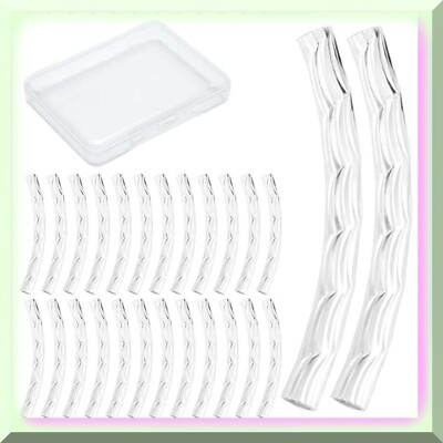 Bulk Silver Plated Curved Tube Beads 40pcs