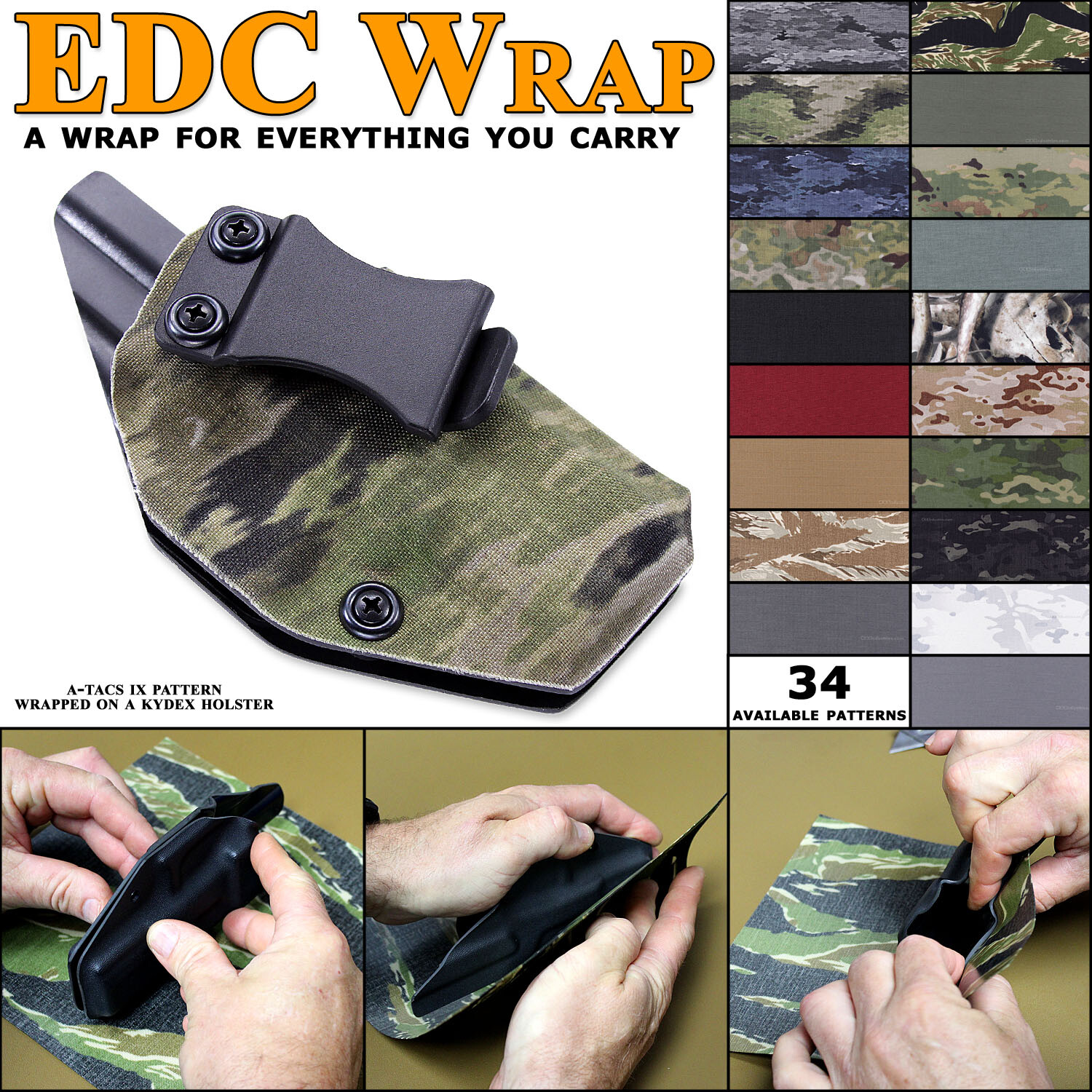 EDC Wrap – Cordura Fabric Wrap – Multiple Sizes – (Multiple Patterns Available)
