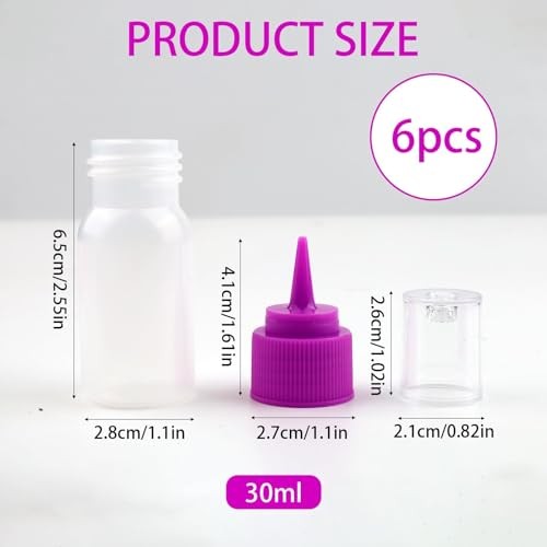 6 Pcs Plastic Squeeze Bottles – Leak Proof Condiment Bottles Set with Colorful