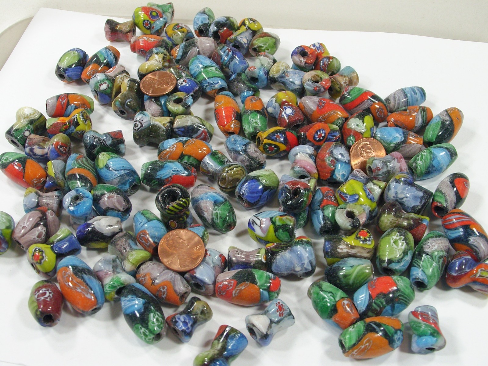 2 Pounds Assorted Shapes and Sizes India Handmade Multicolor Glass Bead (D-11) ⭐