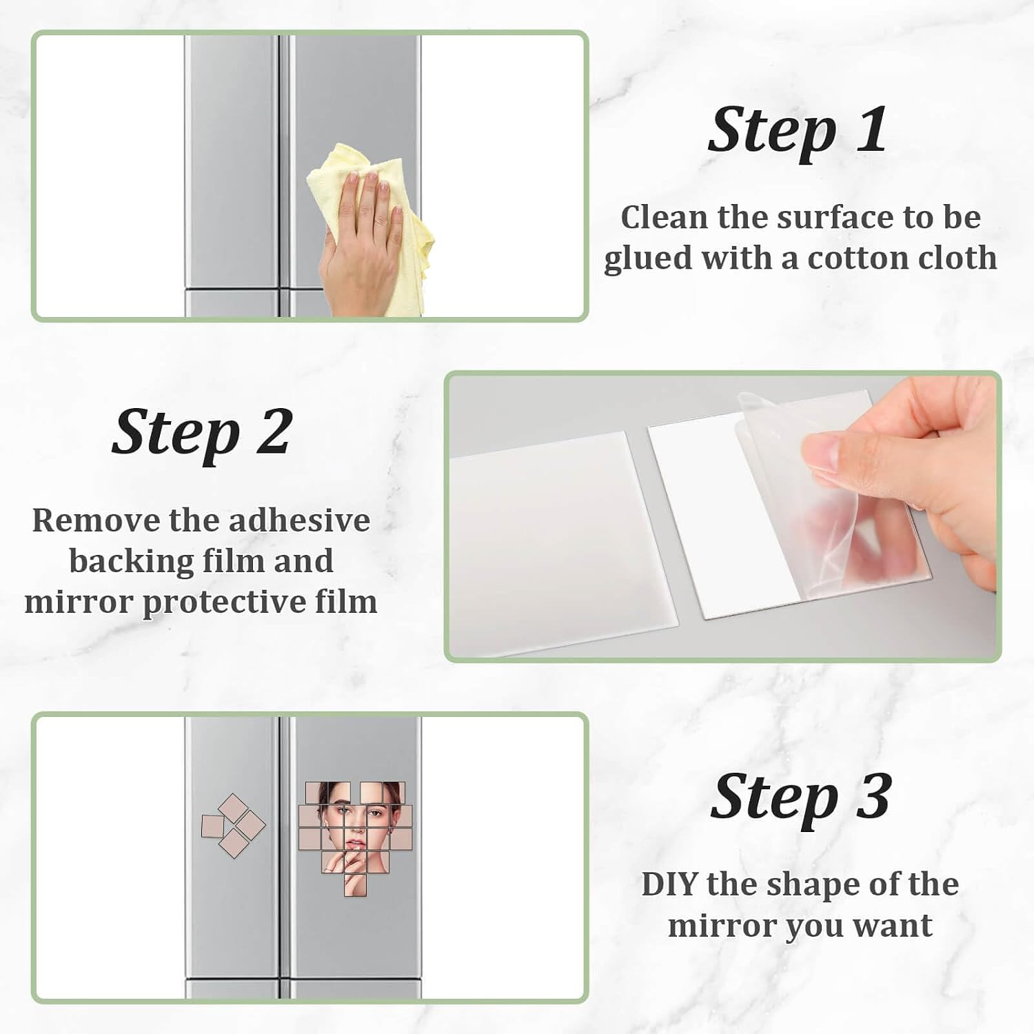 30 PCS Acrylic Mini Mirror Tiles Self Adhesive, 2 Inches Square High-Definition