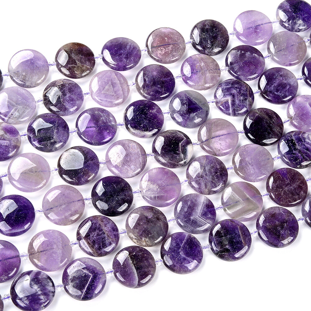 Natural Amethyst Gemstone Round Button 22MM 25MM 28MM 30MM Loose Beads (D421)