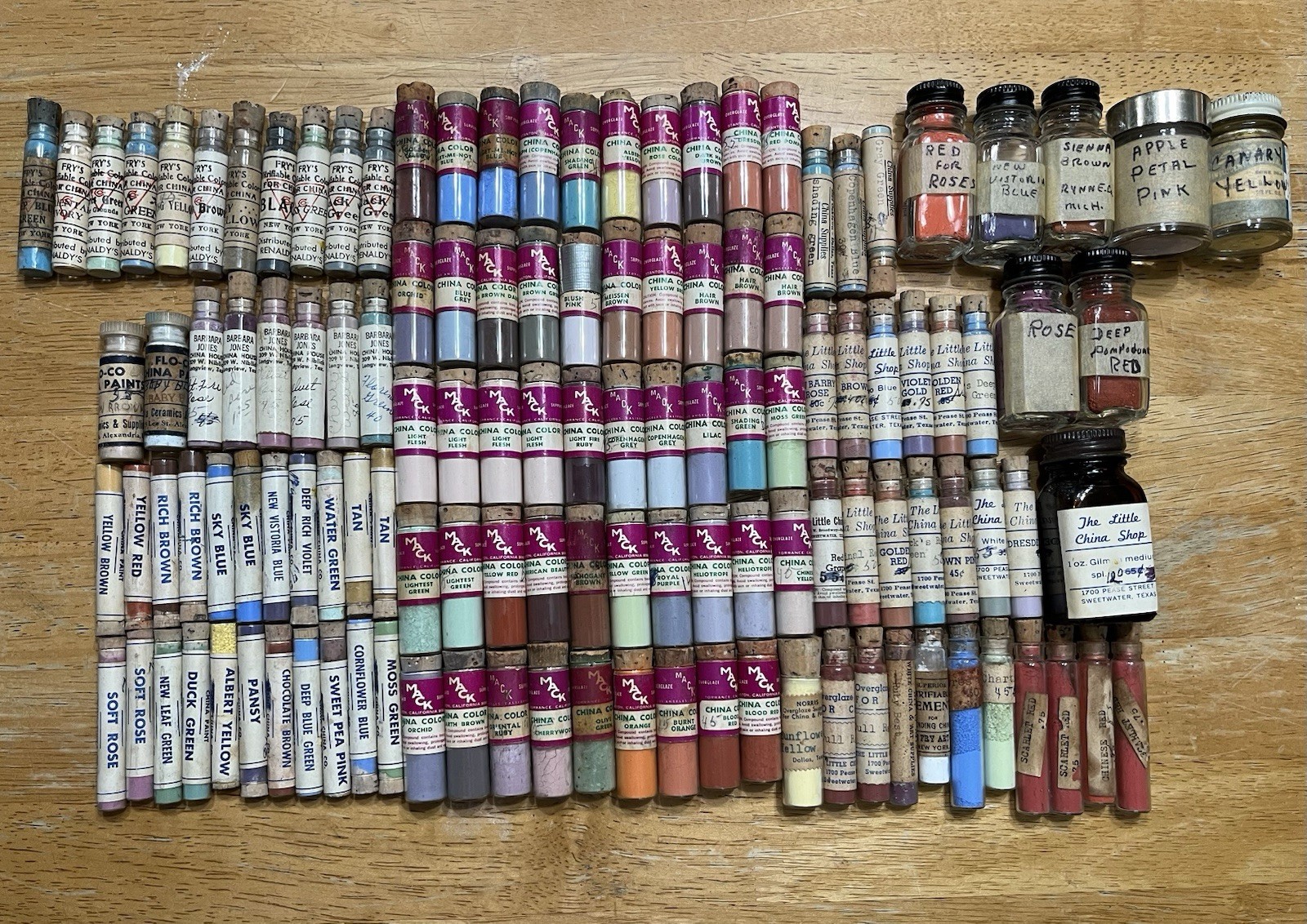 Vintage Ceramic China Overglaze Paint Vial Lot Of 100+ (Mack, Fry’s, Etc) READ