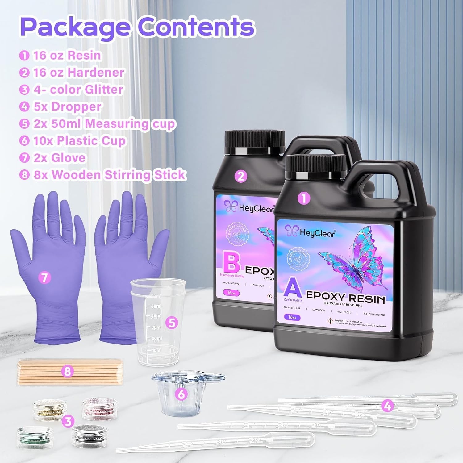 Epoxy Resin Kit 32 Oz 2 Part Art Resin Clear Tabletop Countertop Epoxy Kit with