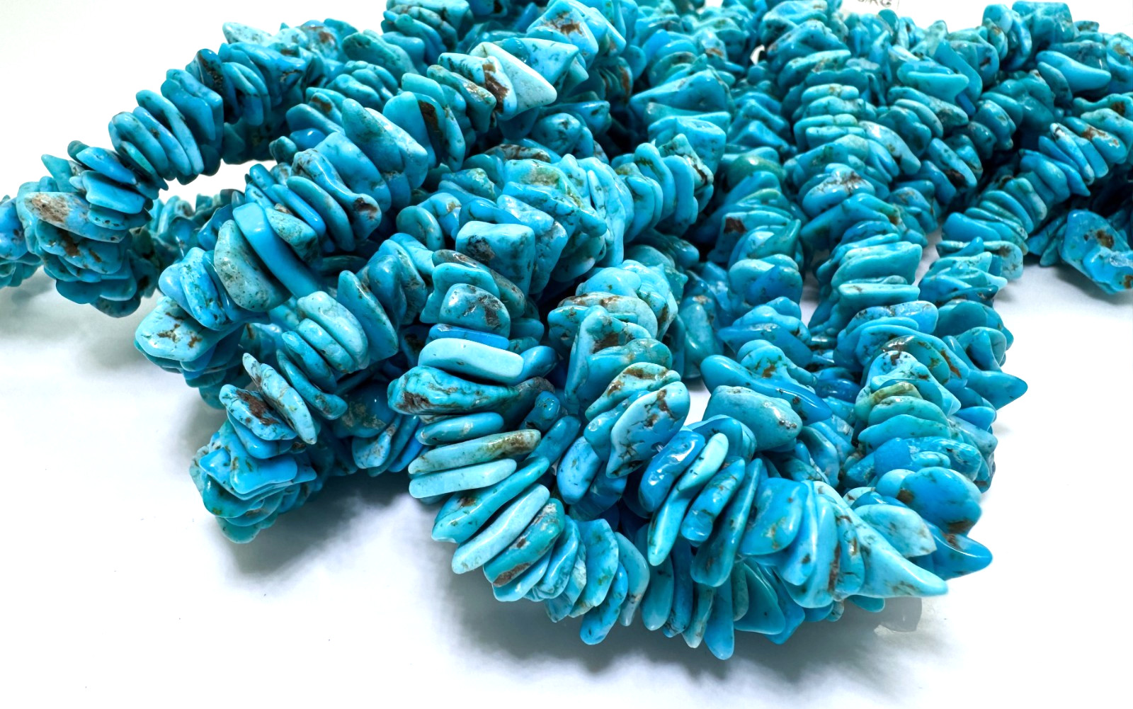Natural Blue Kingman Turquoise Thin Slab Beads • Genuine 8~11mm Gemstone PGS371